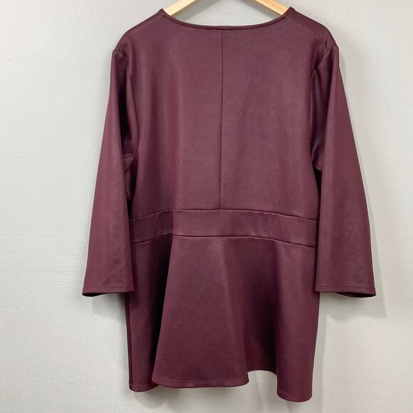 Lane Bryant Blouse Plus Size 22-24 Coated Stretch V-Neck Top Glam‎ Minimalist - Picture 8 of 11